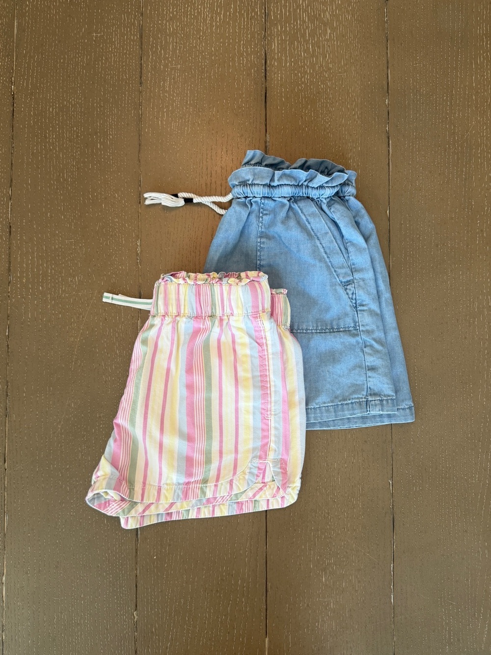 GAP Girls’ Denim & Rainbow Stripe Pull-On Shorts Summer Bundle • Size 10 (L)